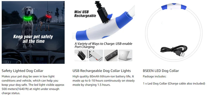 LED Rechargeable Dog Collar