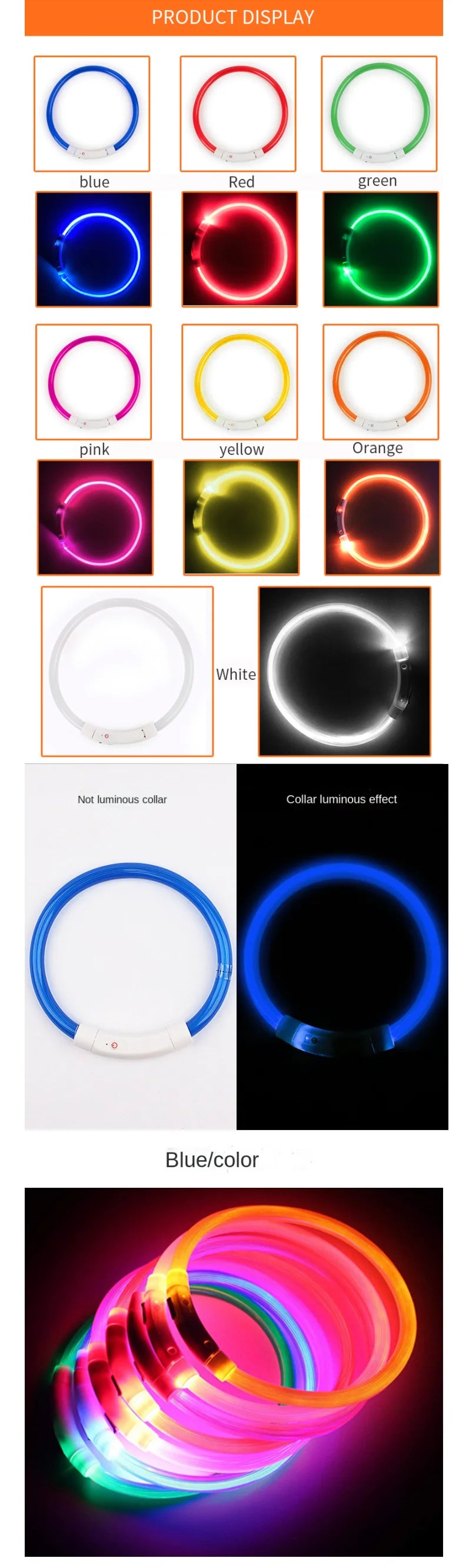 LED Rechargeable Dog Collar